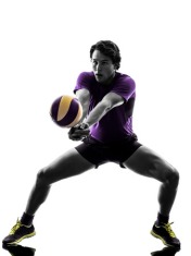 36101487 - young volley ball player man in silhouette white background